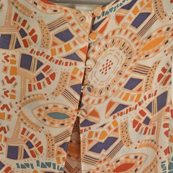 Dolce Vita 100% Silk Open Back Mini Dress - Small - Aztec Tribal Print - Picture 4 of 7